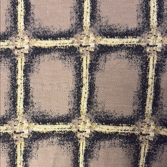 St. John's Bay Tan and Black Polo Shirt with Geometric Pattern - Picture 5 of 7